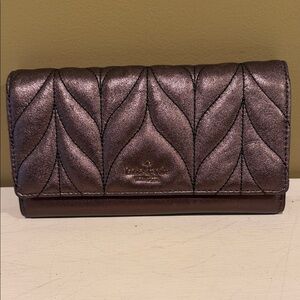Kate Spade Briar Lane Milou Quilted Metallic Wallet Clutch in Oak Bronze